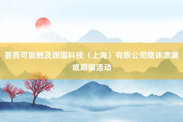 甚而可能触及翊国科技（上海）有限公司隐讳泄漏或期骗活动